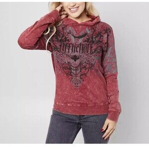Affliction Mayport Ferry Hoodie Sweatshirt Womens Sz S Red Y2K  Grunge Rare
